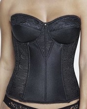 Dominique 8949 Colette Bra 36A Black Lace Bridal Basque Corset Longline Garters