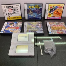 Nintendo DS Lite Crystal White with 6 games pokemon etc. Japan tested