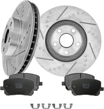 PM Auto Set of 6 Front 275mm Drilled Slotted Brake Disc Rotors-Ceramic Brake Pad