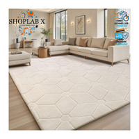 Teppich Wohnzimmer 160X230Cm Creme Waschbar Flauschig Kurzflor Rutschmatte