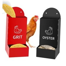 2-Pack Metal Chicken Grit and Oyster Shell Feeder with Drainage Holes -Perfect