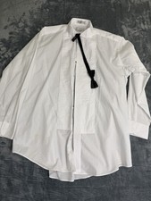 Neil Allyn Mens White Tuxedo Shirt XL 34/35 Pleated Front With Black Bow Tie