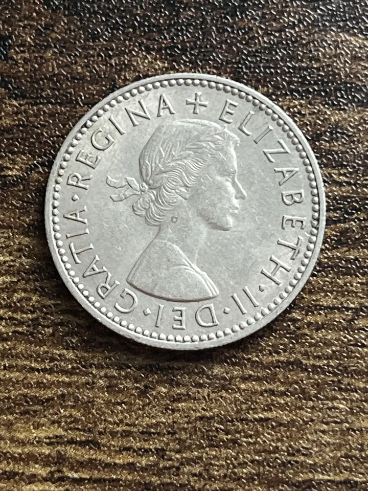 1958 Reino Unido Reino Unido Gran Bretaña moneda real de 1 chelín TB8334* Foto 2 de 2