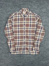 Levi  s Vintage Style Plaid Flannel Shirt Men  s Medium Brown Blue Check Button Up