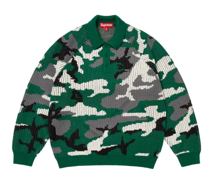 Supreme Small Box Polo Sweater - Medium - Green Camo - FW25