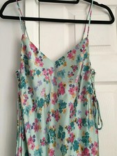 ZARA PRINTED SATIN DRERSS WITH SIDE GATHERING ~ M