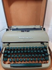 Vintage 1950 Remington Quiet-Riter Portable Typewriter Case Green Keys MCM Retro thumbnail