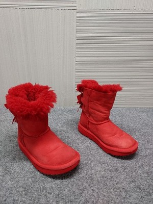 UGG Girl Boot 11 Red Suede Slip On Round Toe Sherpa Lining Outdoor Shoes