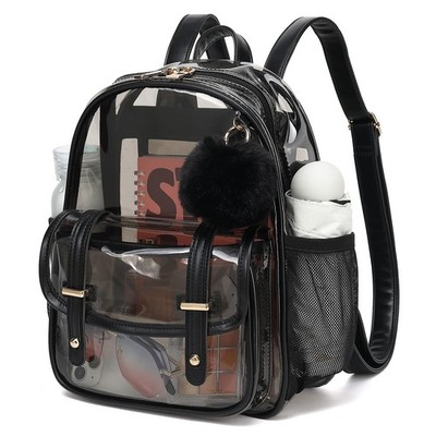 Clear Backpack for Stadium Events, Small Transparent Backpack Mini See Throug...