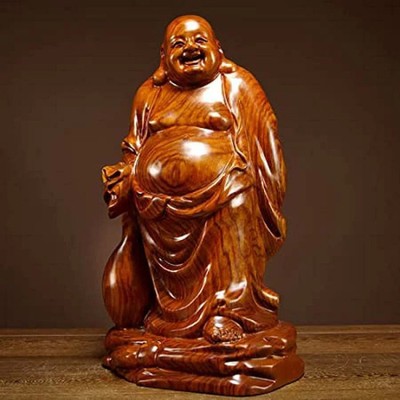 Buddhist Statue, Wood Carving, Hotei, One of the Seven Lucky Gods, Hotei