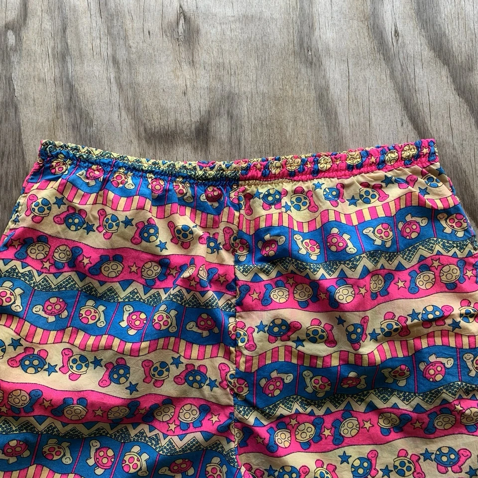 Pantalones Cortos Vintage Años 70 80 Colorido Naturaleza Tortugas Marinas Talla L Funky Rosa Estrellas Retro Foto 3 de 4