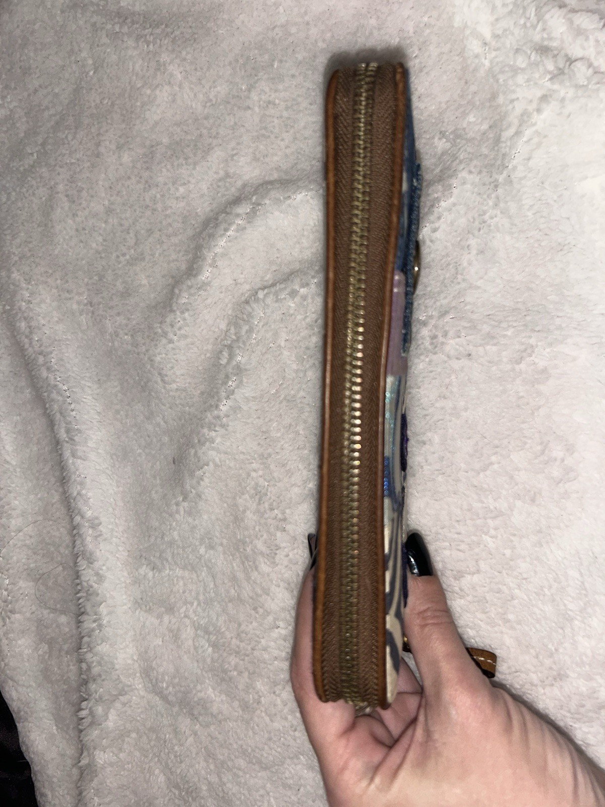 Coach Indigo Denim Patchwork Large Accordion Zip … - image 5