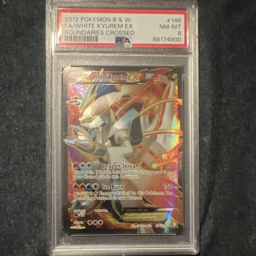 Pokémon White Kyurem EX Full Art 146/149 Boundaries Crossed Ultra Rare PSA 8