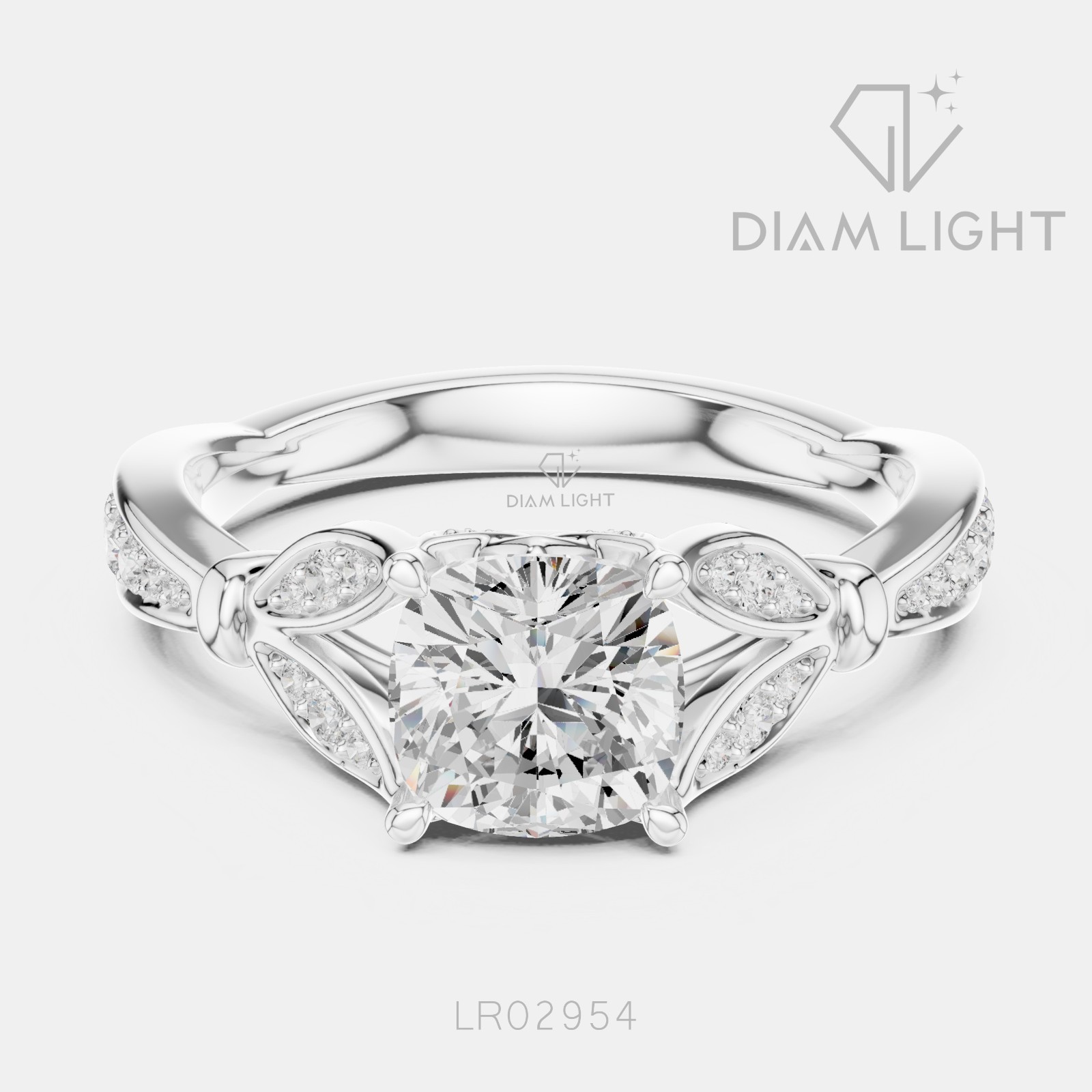 1.27CT Cushion Cut Lab Grown Diamond Engagement Ring IGI F+ VS+ 14KT White Gold