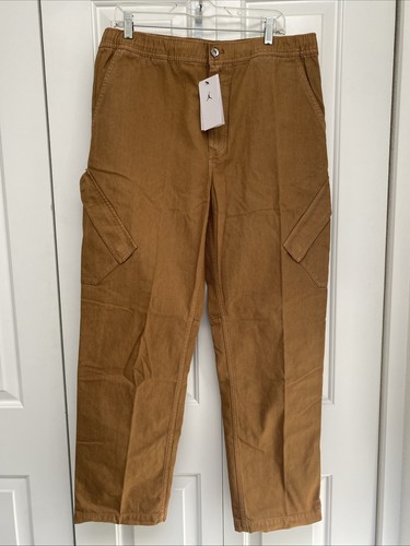 Jordan Flight Heritage Logo Cargo Pants Brown Canvas Draw Sting Mens Size Large