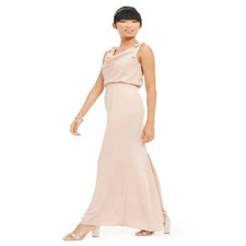 Adrianna Papell $295 Pink Blush Sleeveless Cowl Neck Crepe Maxi Sheath Evening D