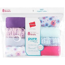New 8 Pack Hanes Girls Size 14 100 Cotton Tagless Pure Comfort Brief Underwear