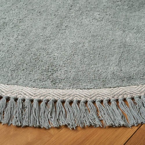 SAFAVIEH Easy Care Teal/Ivory 5 ft. x 5 ft. Machine Washable Border Solid Color - Picture 3 of 3