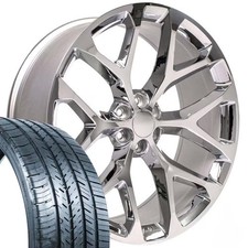 26x10 Chrome Snowflake Wheels 29530r26 As Tires Fit Silverado Tahoe