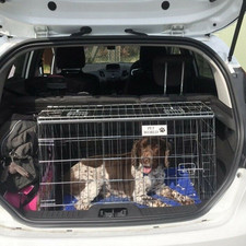 Sloped Car Dog Crate – Fits Ford Fiesta & Hatchbacks – Foldable Travel Cage