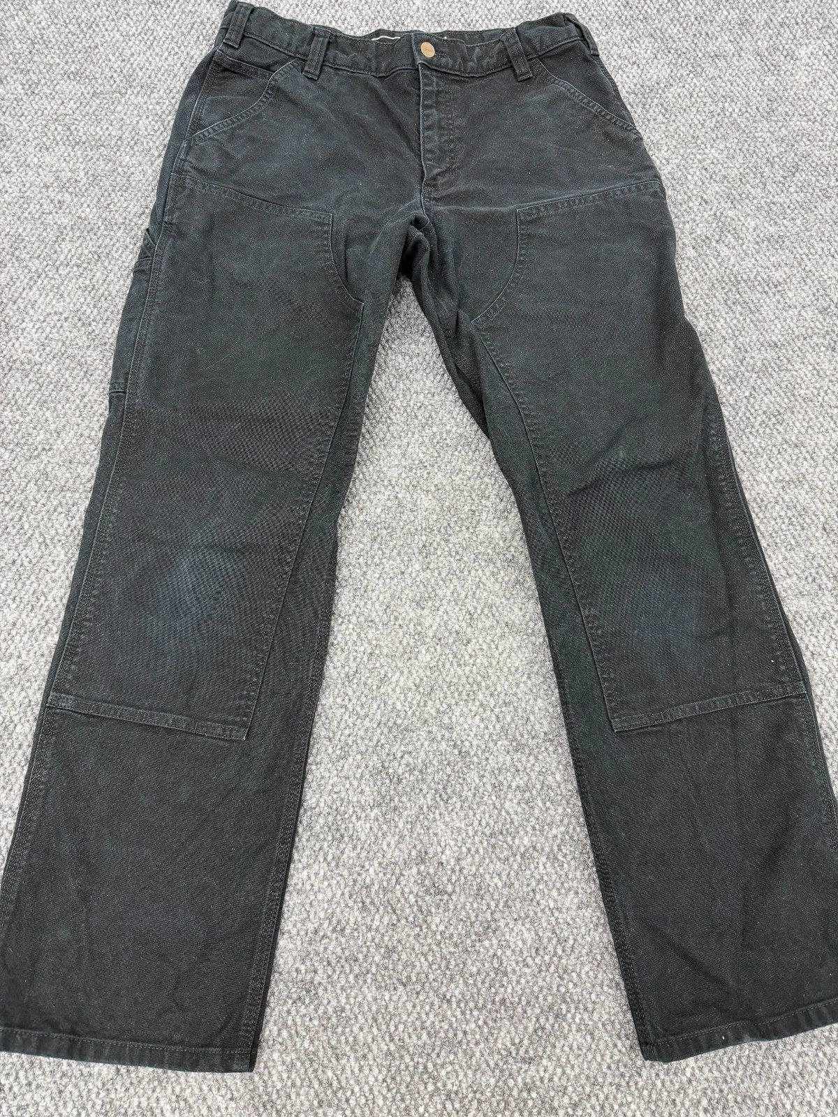 Carhartt Double Knee Pants Men's 34x32 Black Comfort Relaxed Fit Rugged Flex