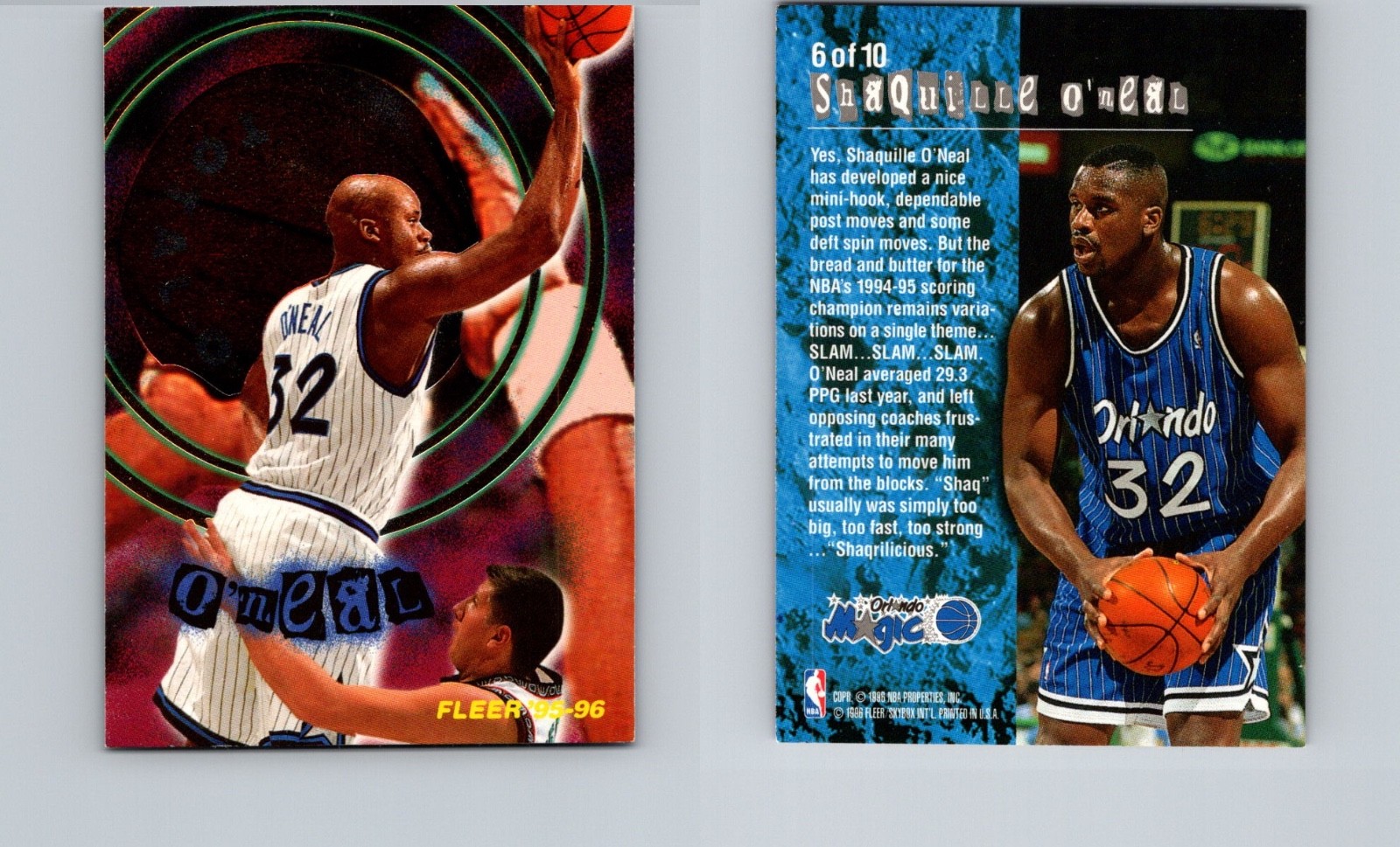1996 Fleer Total O Shaquille O'Neal INSERT # 6 Near MINT