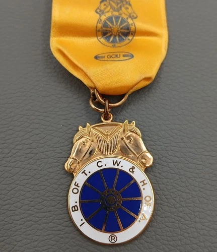 Teamsters Delegate Badge Keyring 6" Gold Yellow Ribbon 1986 Las Vegas Convention image 6