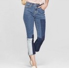 UNIVERSAL THREAD Blue Denim Patchwork Boot Cropped Jeans SIZE 6/28R — photo 1