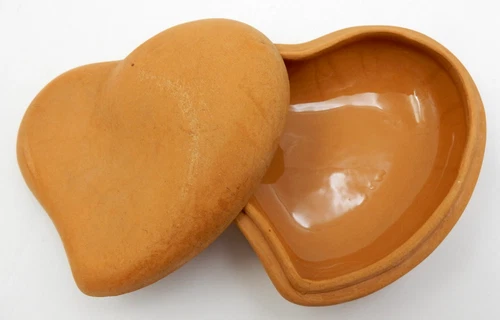 VINTAGE RARE TIFFANY BY ELSA PERETTI TERRACOTTA HEART-SHAPED TRINKET BOX, ITALY