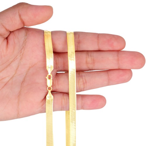 10K Gelbgold massive 3mm-9mm flache Fischgrät Kette Halskette Damen Herren 16"-24" - Bild 25 von 75