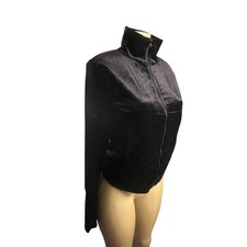 Women S 36 Norma Kamali Black Full Zip Velvet Velour Jacket Coat Track