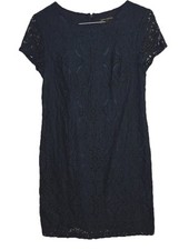 BANANA REPUBLIC Women’s Navy Lace Bodycon Lined Dress Size 8, Fitted Zip Back