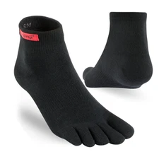 Injinji Unisex Sport Original Weight Mini‑Crew Toesocks, Black, Size Options