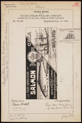 Pacific Steam Whaling Company for Orca Brand Salmon Put Up in Cans, Cases, or