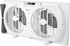 9-Inch 3-Speed Reversible Twin Window Fan , 22.25" to 33" Wide Tabletop Feet