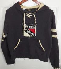 New York Rangers NHL Old Time Sports Hockey Women's Lace Up Hoodie Size Small