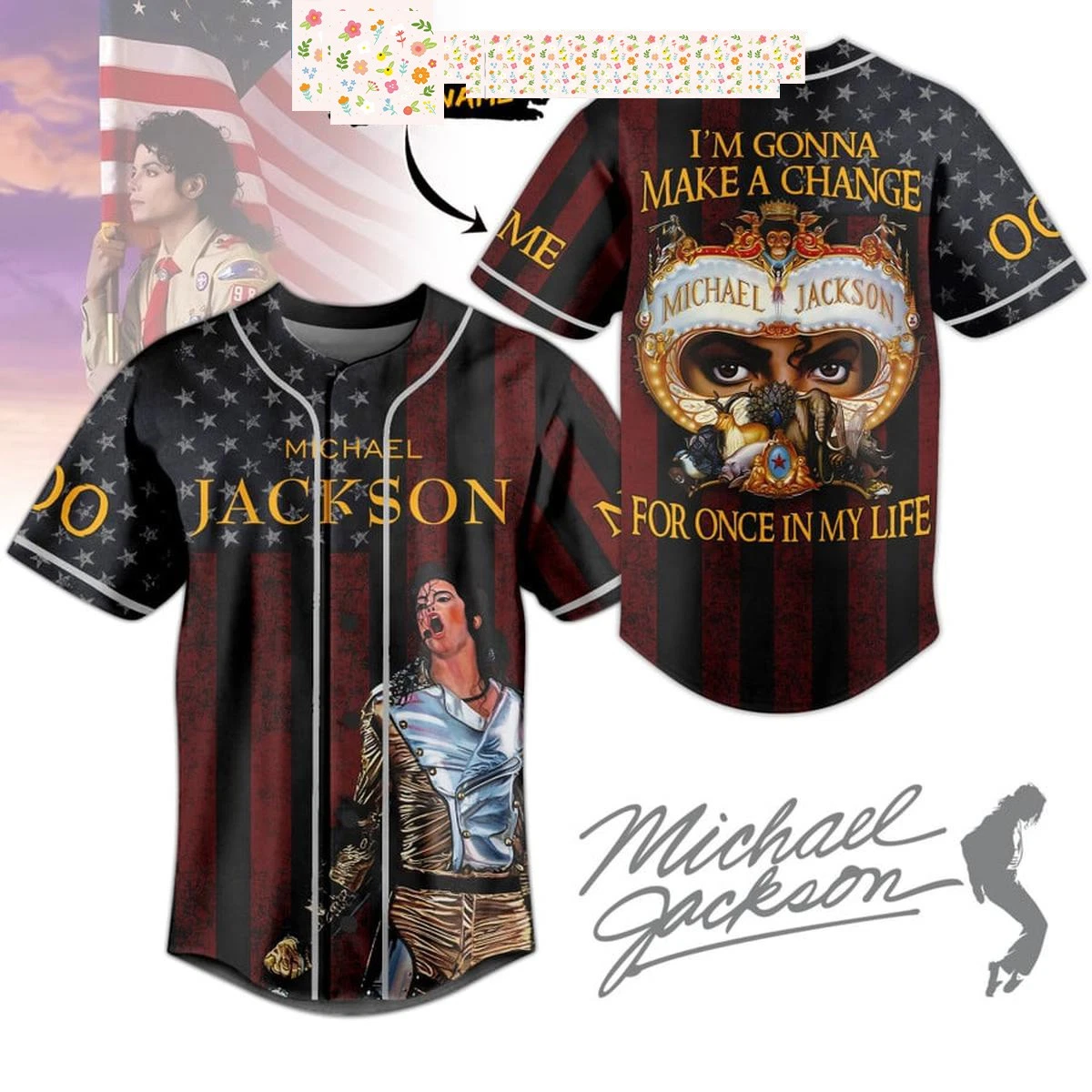 Michael Jackson I’m Gonna Make a Change Personalized Baseball Jersey