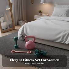 Set Manubri Kettlebell e Fascia Elastica Salvaspazio Kit Allenamento Domestico