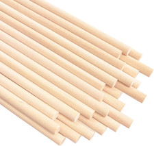 25PCS Dowel Rods Wood Sticks Wooden Dowel Rods - 1/4 X 12 Inch Precut Dowels for