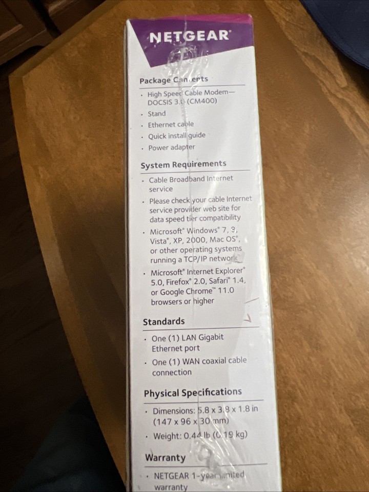 Netgear DOCSIS 30 (CM400-100NAS) 340 Mbps High Speed Cable Modem NEW | eBay