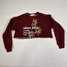 Daydreamer Elton John Sweatshirt Cropped NWT Women's Xs Made In The Usa Maroon