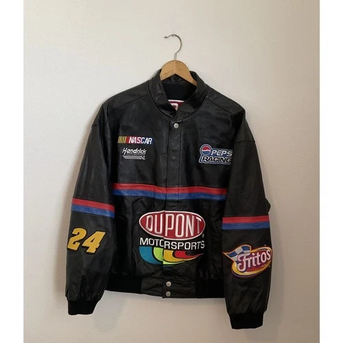 Chase Authentics Jeff Gordon leather racing jacket Reversible DuPont 24 Nascar - product listing photo