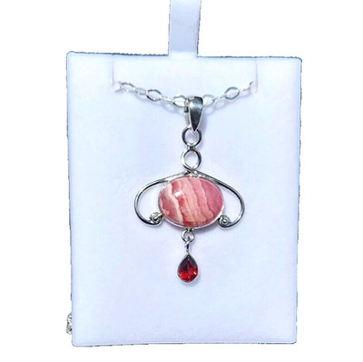 Natural Oval Shape Lace Agate Pear Cut natural Garnet Necklace