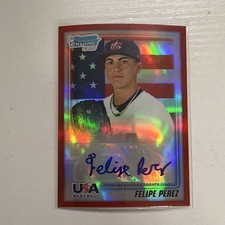 Topps 2010 Bowman Draft Picks & Prospects Felipe Perez USAA-16 Red /5 Auto RC