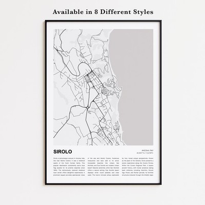Sirolo City Map Print, Ancona Travel Poster, Modern Map, Wall Decor Art