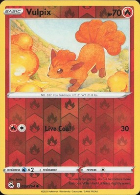Vulpix 028/264 COMMON REVERSE HOLO Fusion Strike Pokemon Lightly Played