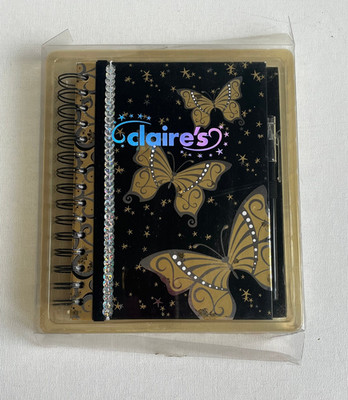 Claire's Vintage Y2K Butterfly Spiral Black Journal Diary Set New NWT