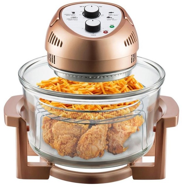 Countertop Oven Copper 16 Qt Oil Free Air Fryer Clear Glass