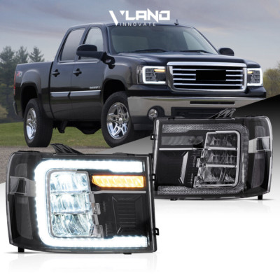 VLAND Full LED Headlights For 2007-2013 GMC Sierra 1500 2500HD 3500HD W/ Dynamic