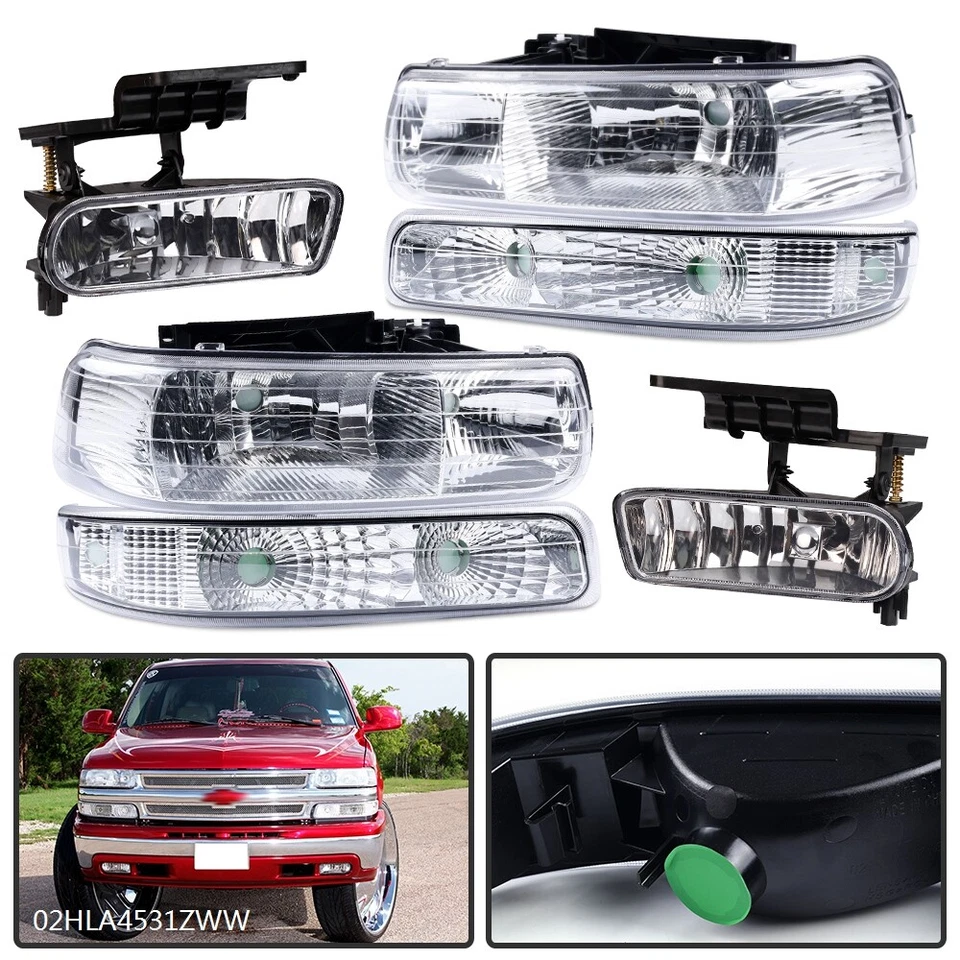 Headlights Fog Lights Fit For 99-02 Chevy Silverado 2000-2006 Tahoe Suburban - Image 2 of 4